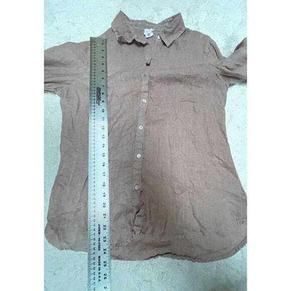 Sigrid Olsen Womens Medium Button-Back Linen Shirt Brown Long Sleeve Casual Top - Picture 7 of 9